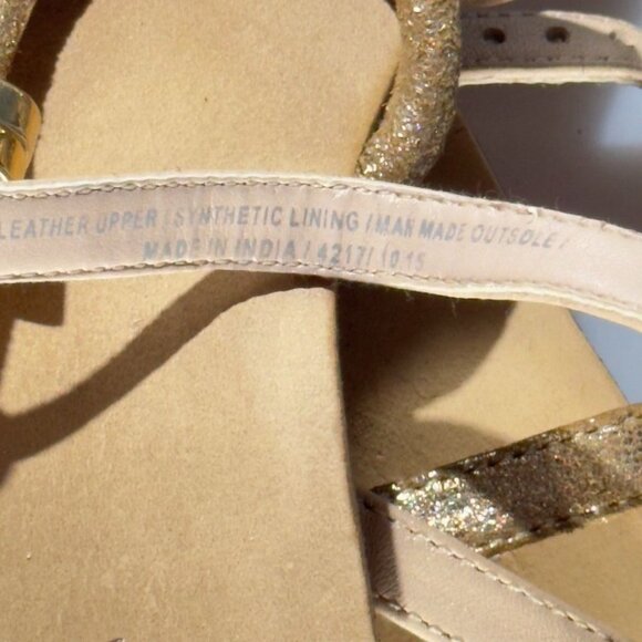 CARVELA Kurt Geiger Gold Cream Strappy Sandals Womens Leather Flats Size 7 - Picture 12 of 14